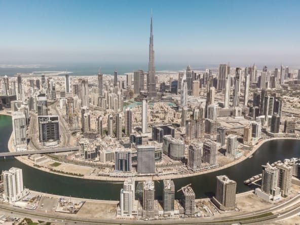 Aerial view of Dubai Downtown