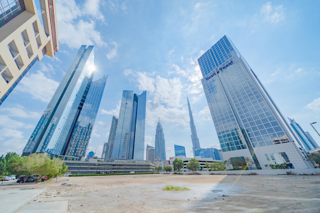 photo du skyline du DIFC montrant les nouveaux développements immobiliers.