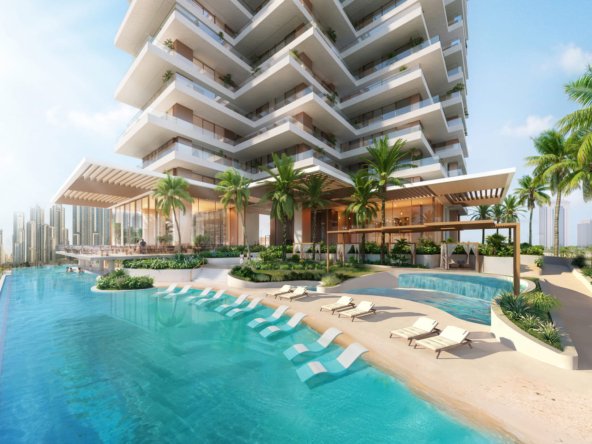 Appartement sur plan Dubai avec un lagon
