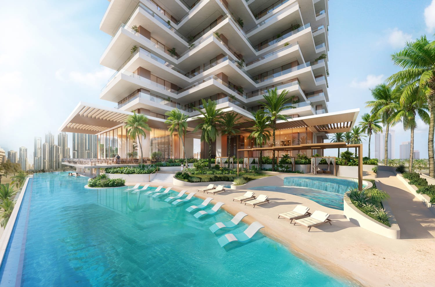 Appartement sur plan Dubai avec un lagon