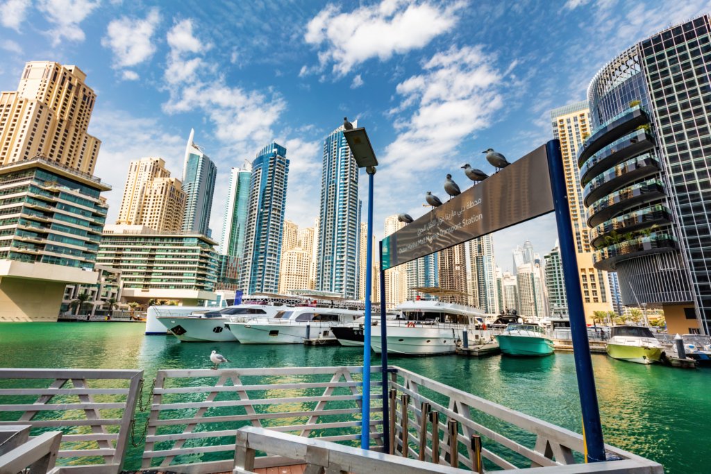 Vue de Marina Dubai, l’un des quartiers préférés des expatriés britanniques.