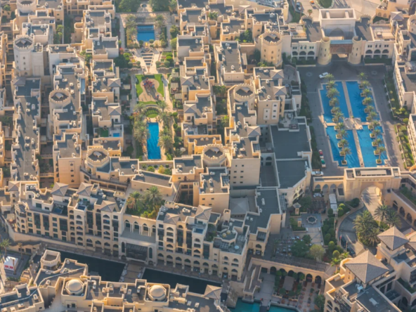 dubai residential districts au coucher du soleil